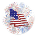 KRW American Flag Fireworks Patriotic Sticker