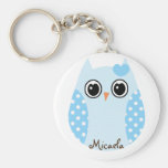 KRW Blue Polka Dot Owl Custom Keychain Favour