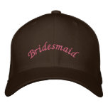 KRW Bridesmaid Script Pink and Brown embroidered hats