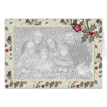 KRW Country Holly and Ivory Stripes Photo Greeting Cards