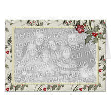 KRW Country Holly and Ivory Stripes Photo Greeting Cards