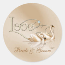 KRW Custom Graceful Swans Love Wedding Seals Round Sticker