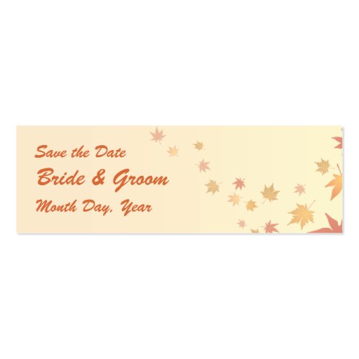 KRW Custom Save the Date Fall Leaves Wedding Business Card Template