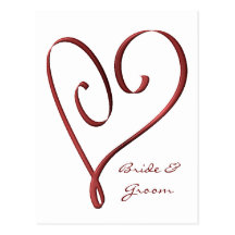 KRW Custom Stylised Red Heart RSVP Card Post Card