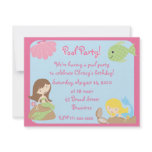 KRW Cute Mermaid Pool Party Invitations