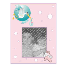 KRW Cute Stork Custom Photo Birth Annoucement Postcards