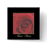 KRW Elegant Red Rose Best Man Pin buttons