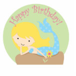 KRW Fun Little Mermaid Birthday Cake Top Decor Photo Cut Outs