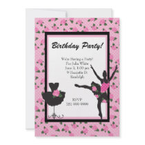 KRW Girls Ballet Rose Birthday Party Invitation