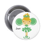 KRW Green  Cheerleader Birthday Party Name Button