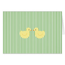 KRW Green Stripe Rubber Duck Baby Shower Invite Cards