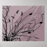 KRW Grunge Floral in Misty Lavender posters