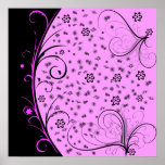 KRW Grunge Floral in Pink posters
