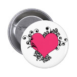 KRW Hearts and Swirls Pink and Black Button