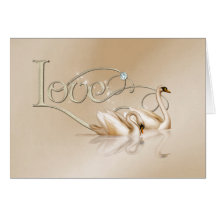 KRW Love Swans Custom Wedding Invitation Card