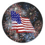 KRW Patriotic American Flag and Fireworks Round Stickers