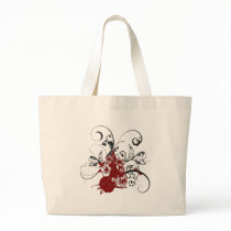 KRW Red Floral Grunge Canvas Bag