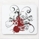 KRW Red Floral Grunge mousepads