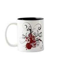 KRW Red Floral Grunge Coffee Mug