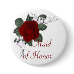KRW Red Rose Maid of Honour Wedding Pin buttons