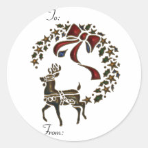 KRW Reindeer Stencil To and From Stick on Tags Stickers