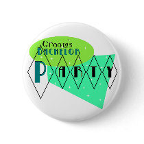 KRW Retro Bachelor Party Lime Aqua Custom Pin
