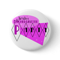 KRW Retro Bachelorette Party Pink Custom Pin