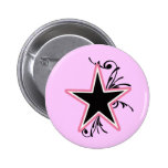 KRW Star and Swirls Pink and Black Button