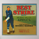 KRW Vintage Best Strike Apples Crate Label Posters