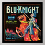 KRW Vintage Blu-Knight Fruit Crate Label posters