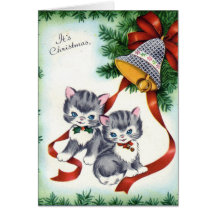 KRW Vintage Cute Kittens Christmas Card
