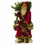 KRW Vintage Father Christmas and Tree Ornament photo sculptures