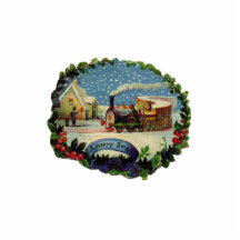 KRW Vintage Holiday Scene Sculpture Ornament Cut Out