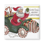 KRW Vintage Santa and Car Christmas Magnet