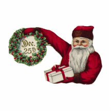 KRW Vintage Santa and Wreath Holiday Ornament Photo Sculptures