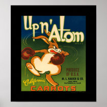 KRW Vintage Up N Atom Carrots Veggie Label Poster