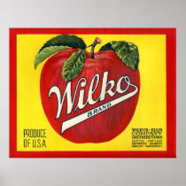 KRW Vintage Wilko Apple Crate Label Poster