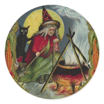 KRW Vintage Witch and Cauldron Halloween Sticker by KRWOldWorld