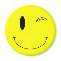 KRW Yellow Winking Smiley Face Refrigerator Magnet