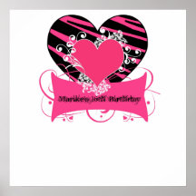 KRW Zebra Pink and Black Birthday Autograph Poster