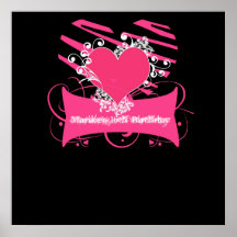 KRW Zebra Pink and Black Birthday Autograph Poster