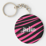 KRW Zebra Pink and Black Name Keychain