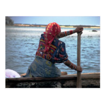 Kuna woman paddling ulu, East Lemmons, Kuna Yala Postcards