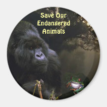 Kunga Mountain Gorilla & Frog Wildlife Art Magnet