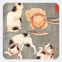 Kuniyoshi Four Cats Stickers