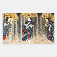 Kuniyoshi Three Women With Umbrellas Stickers