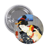 Kuniyoshi Woman with a Cat Button
