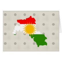 Kurdistan Flag Map full size Greeting Cards