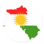Kurdistan flag map stickers