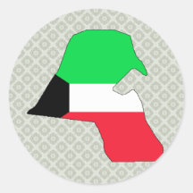 Kuwait Flag Map full size Round Stickers